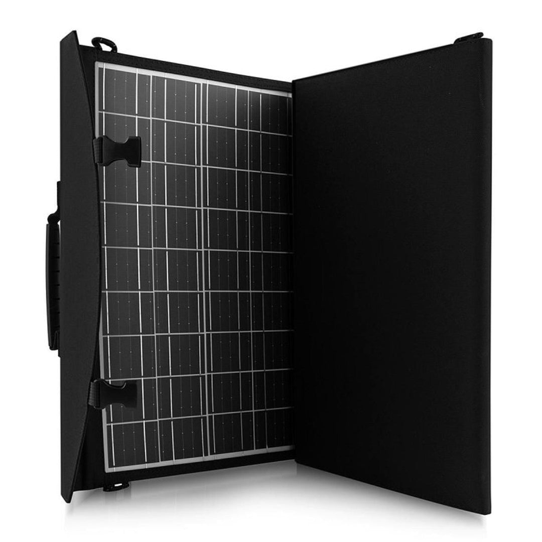 Solarni panel, punjač, 60 W, 2 USB priključka, crna i narančasta, A06