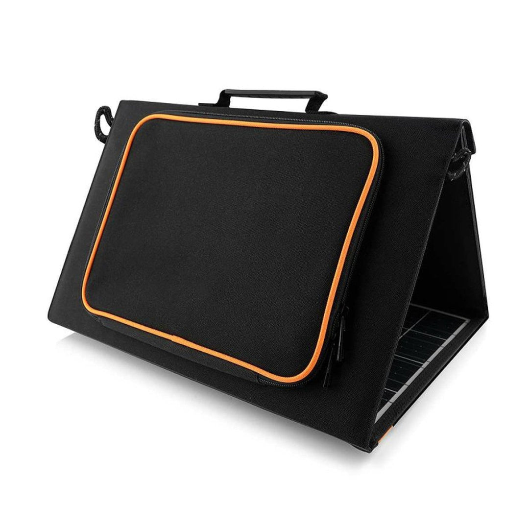 Solarni panel, punjač, 60 W, 2 USB priključka, crna i narančasta, A06