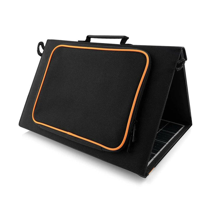 Solarni panel, punjač, 60 W, 2 USB priključka, crna i narančasta, A06