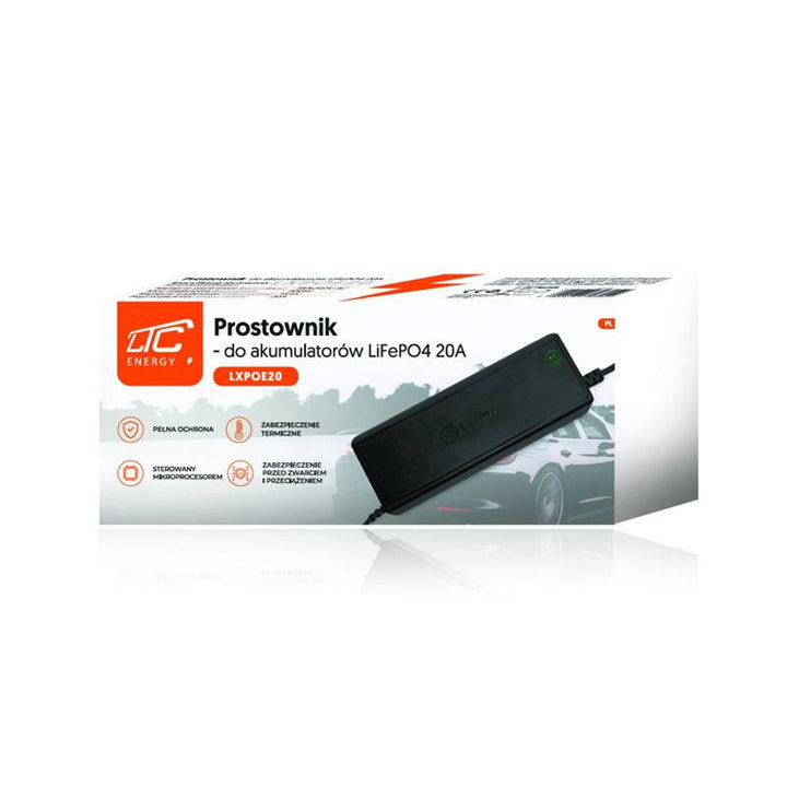 LiFePO4 punjač baterija LTC Energy, BMS sustav, 20 A, 230/14,6 V, 300 W snage, ugrađene sigurnosne značajke, LXPOE20