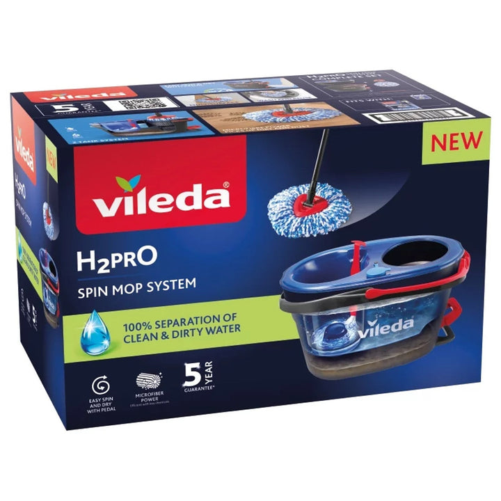 Vileda spin mop, dva spremnika, sustav centrifuge, sklopiva ručka, jednostavno čišćenje kutova, turbo H2prO