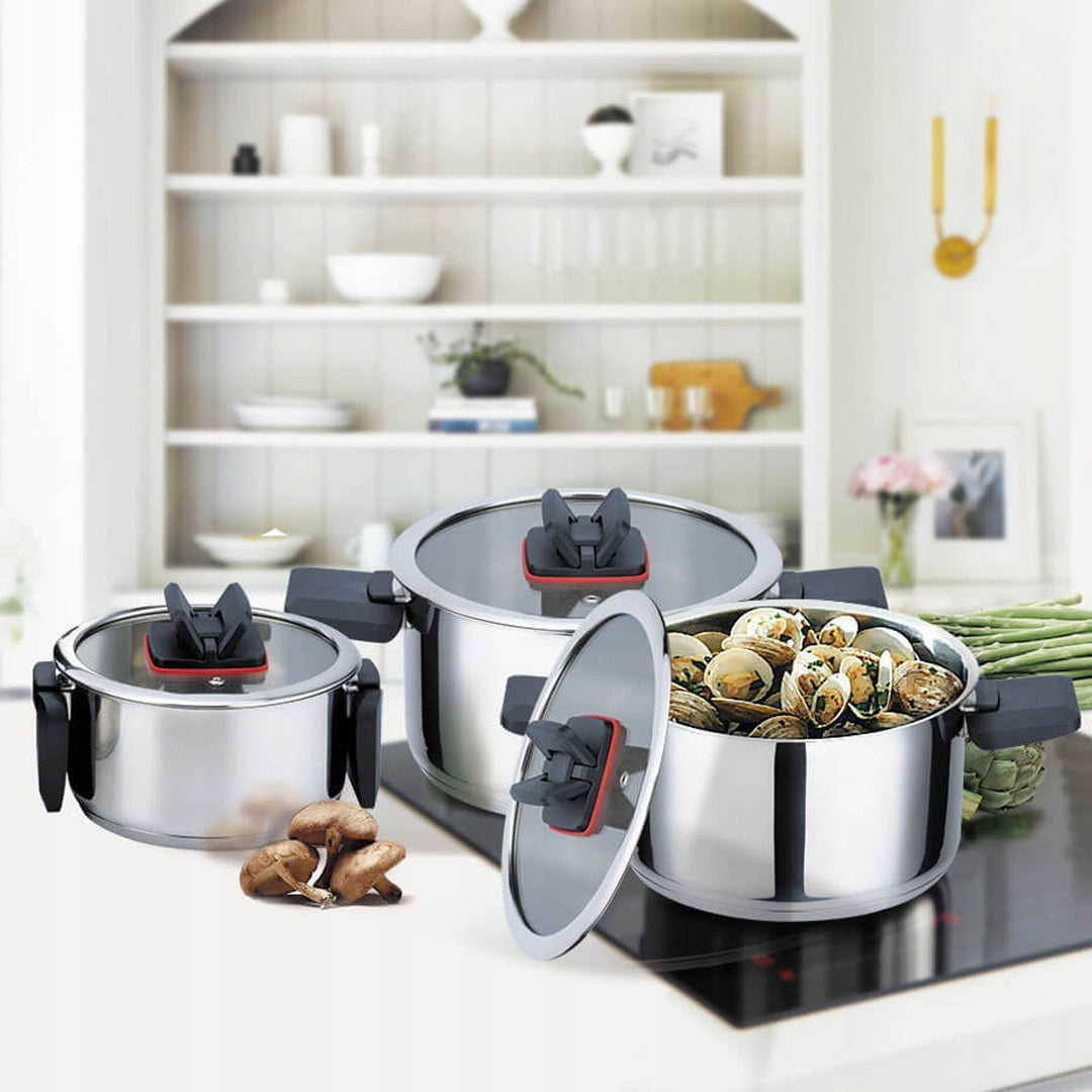 Set kuhinjskog posuđa Maestro, 6 komada, nehrđajući čelik, sklopive ručke, MR-3531-6