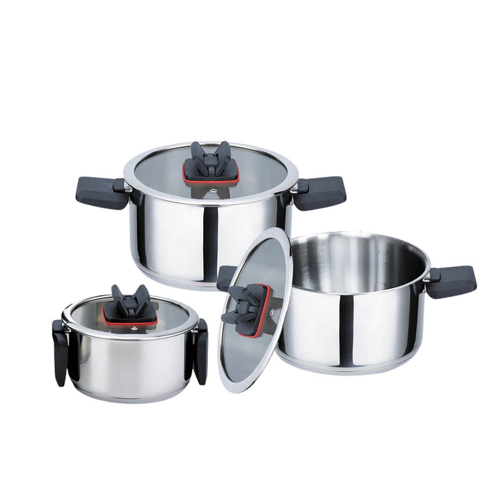 Set kuhinjskog posuđa Maestro, 6 komada, nehrđajući čelik, sklopive ručke, MR-3531-6