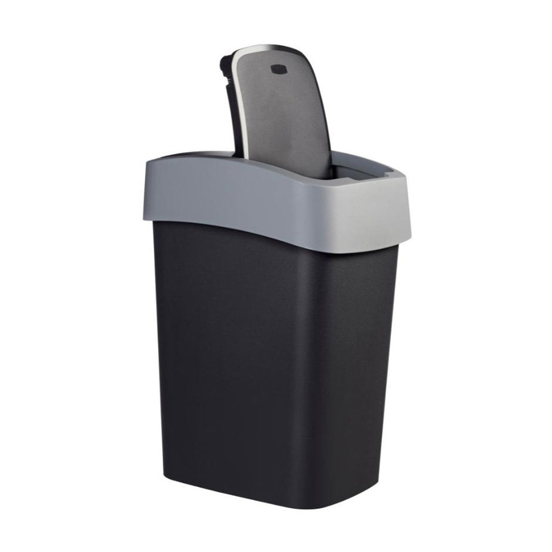 Curver kanta za smeće, s poklopcem, nagibna, 25 l, crna i srebrna, Flip Bin