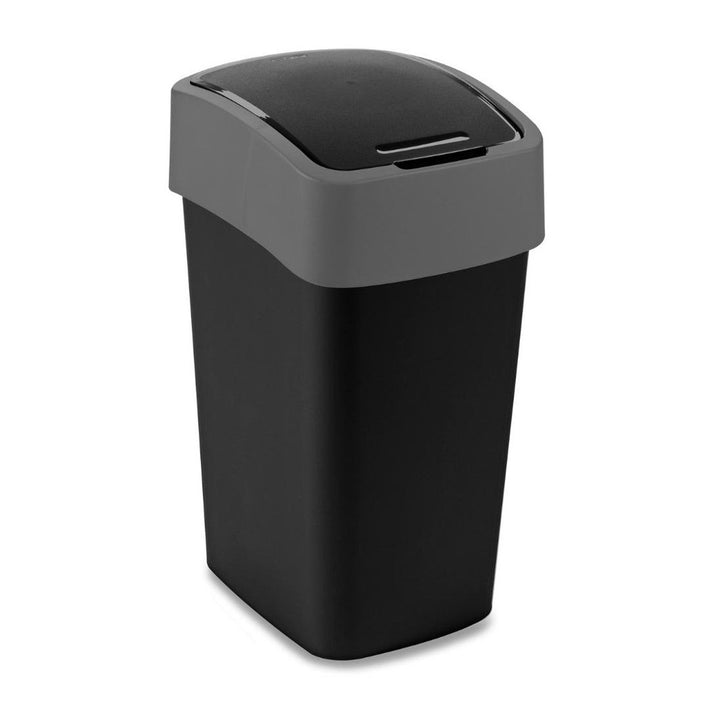 Curver kanta za smeće, s poklopcem, nagibna, 25 l, crna i srebrna, Flip Bin