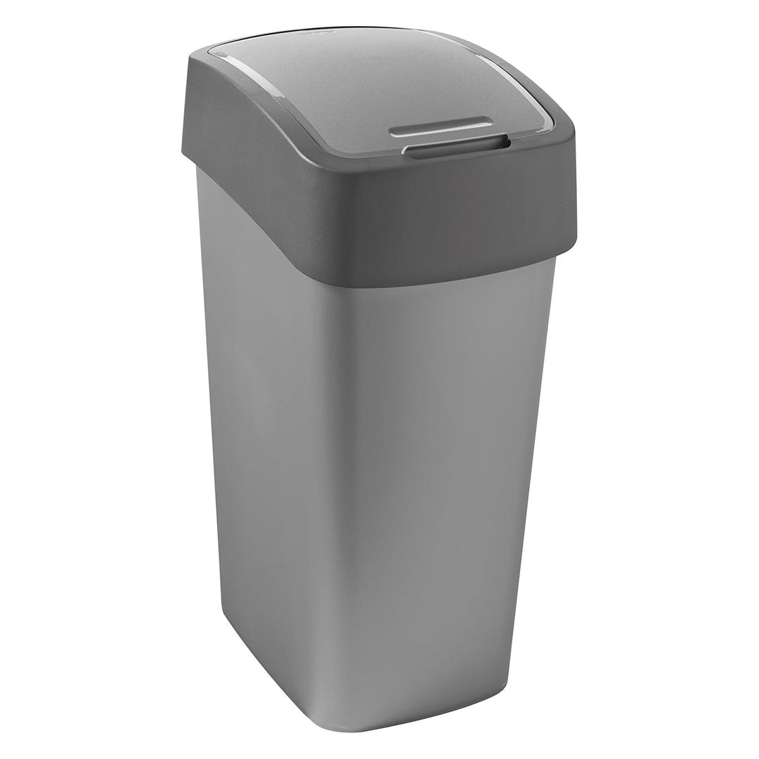 Curver kanta za smeće, s poklopcem, nagibna, 45 l, siva, Flip Bin