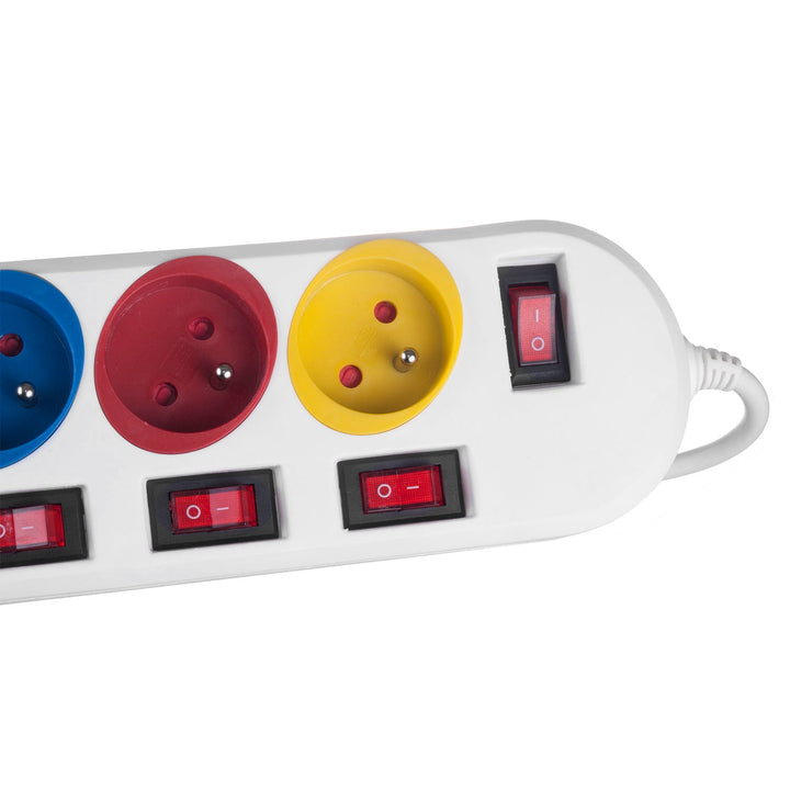 Maclean produžni kabel s 5 utičnica, s prekidačima, 250 VAC/10 A, 1,5 m, MCE204 M/W, 2 komada