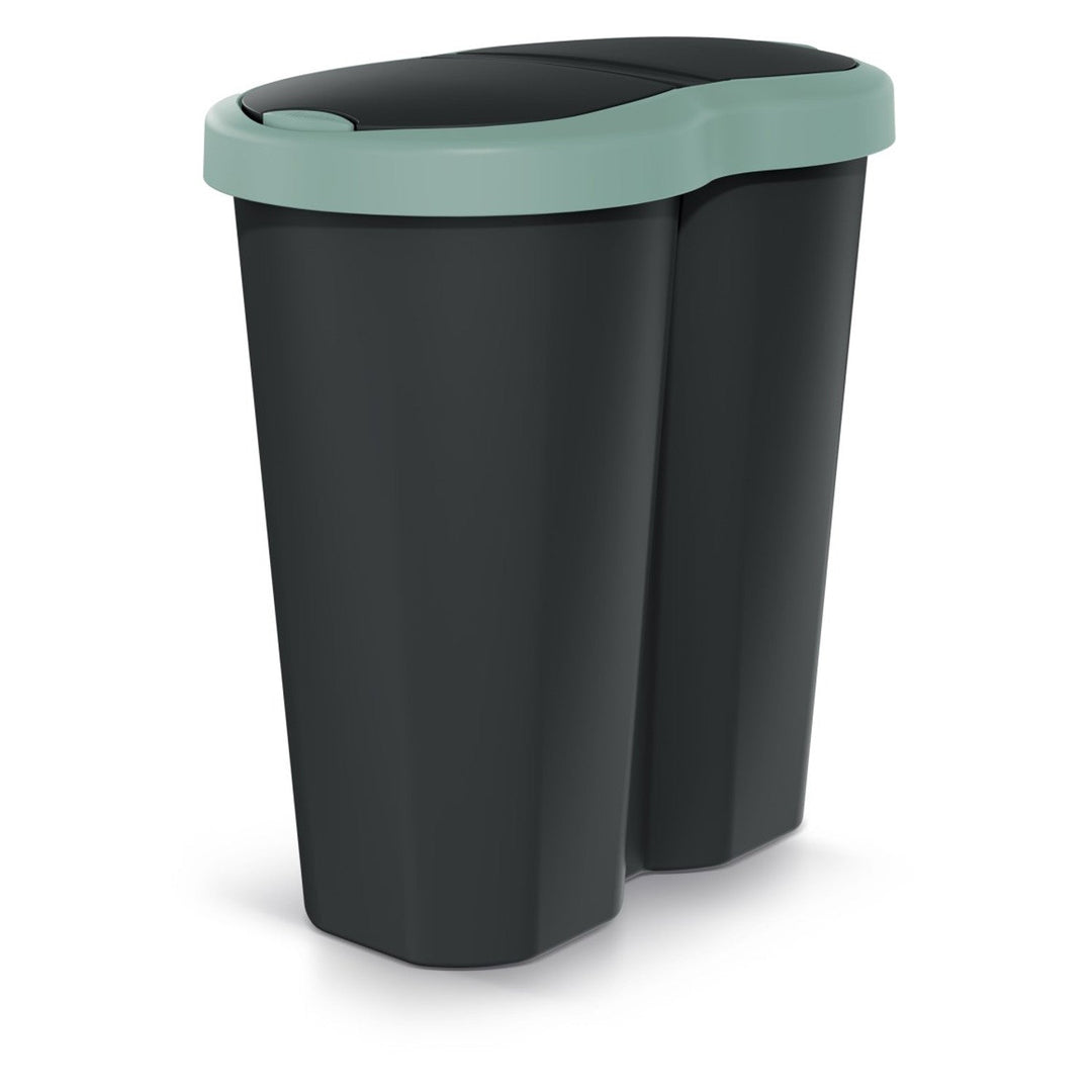 Kanta za otpatke Compacta R Duo, zelena/crna, zapremina 40 l, jedan odjeljak, dva poklopca, NDRF40-5575C_S411