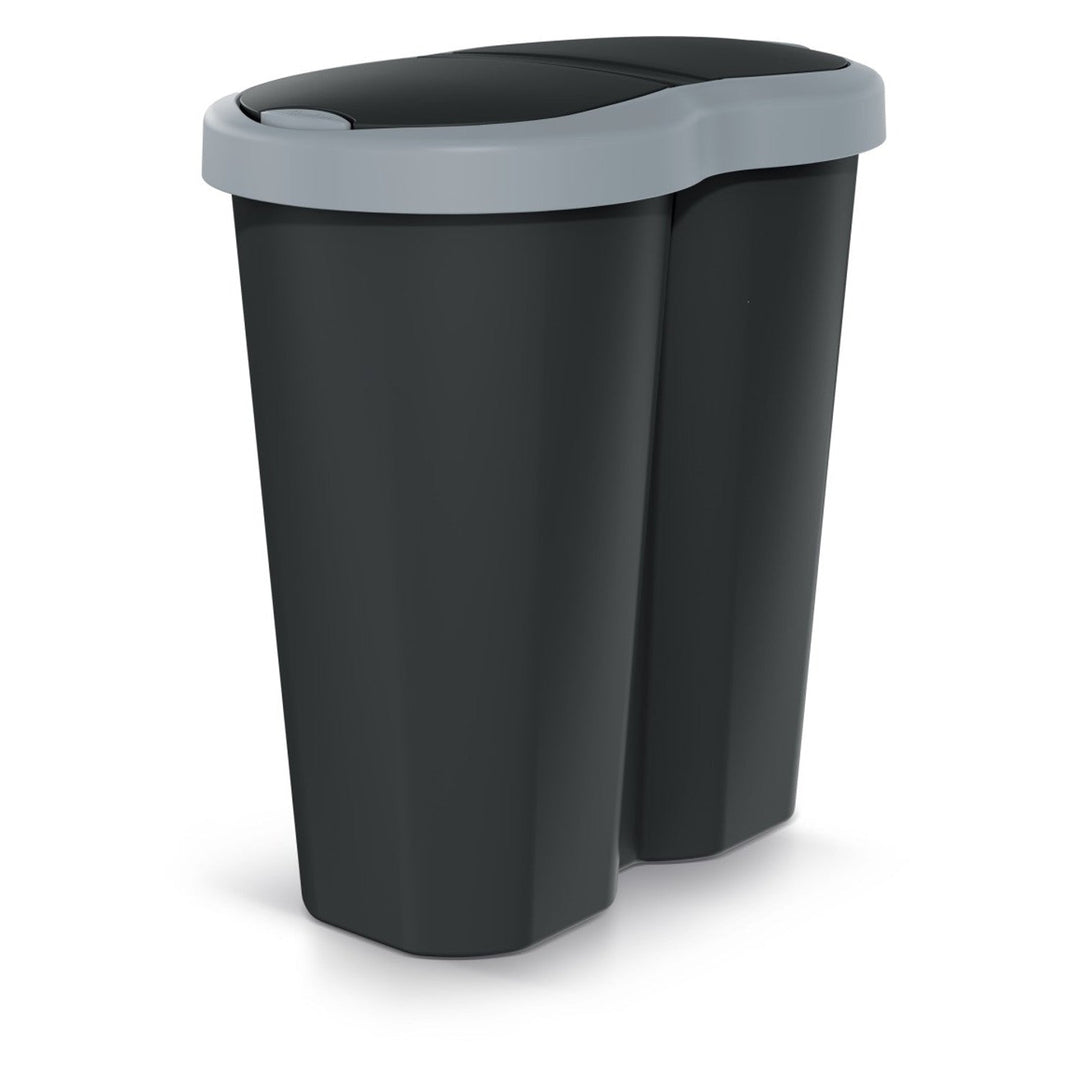 Kanta za smeće Compacta R Duo, siva/crna, zapremina 40 l, jedan odjeljak, dva poklopca, NDRF40-429U_S411