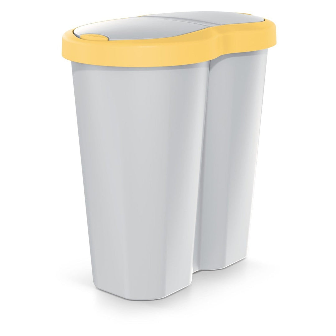 Kanta za smeće Compacta R Duo, žuta/siva, zapremina 40 l, jedan odjeljak, dva poklopca, NDRF40-1215C_427C