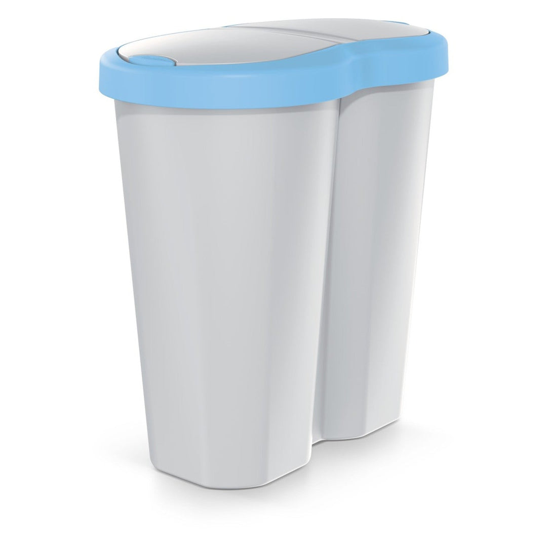 Kanta za smeće Compacta R Duo, plavo/siva, zapremina 40 l, jedan odjeljak, dva poklopca, NDRF40-2717C_427C
