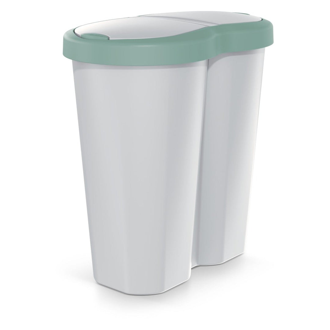 Kanta za smeće Compacta R Duo, zelena/siva, zapremina 40 l, jedan odjeljak, dva poklopca, NDRF40-5575C_427C