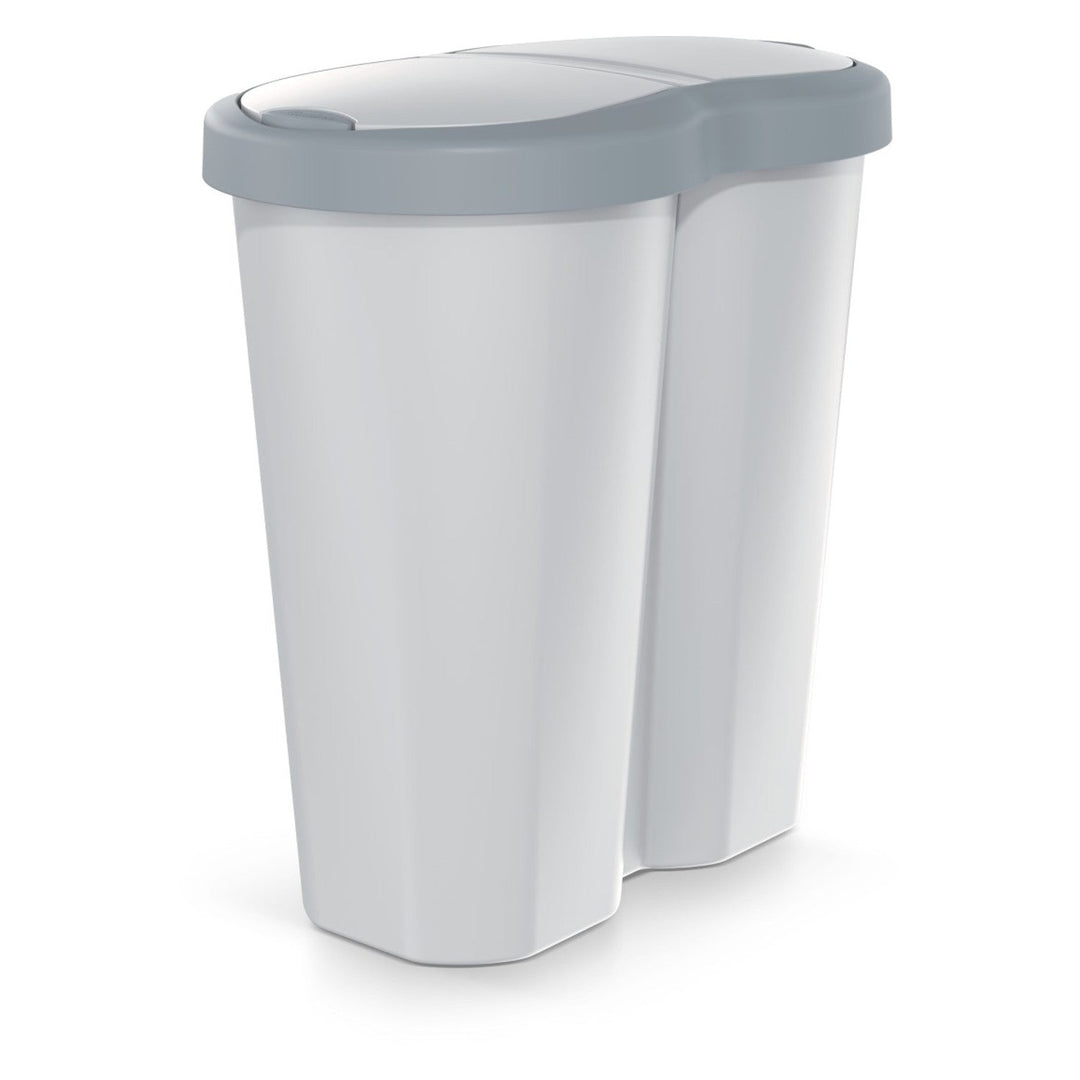 Kanta za smeće Compacta R Duo, siva/pepeljasto siva, zapremina 40 l, jedan odjeljak, dva poklopca, NDRF40-429U_427C