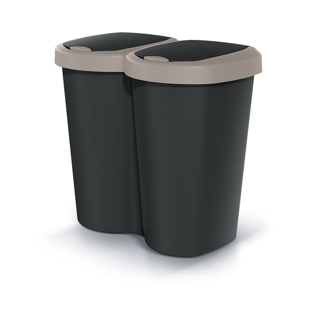 Kanta za smeće Compacta B Duo, brončana/crna, zapremina 40 l, jedan odjeljak, dva poklopca, zidna montaža, NDBS40-WG5C_S411