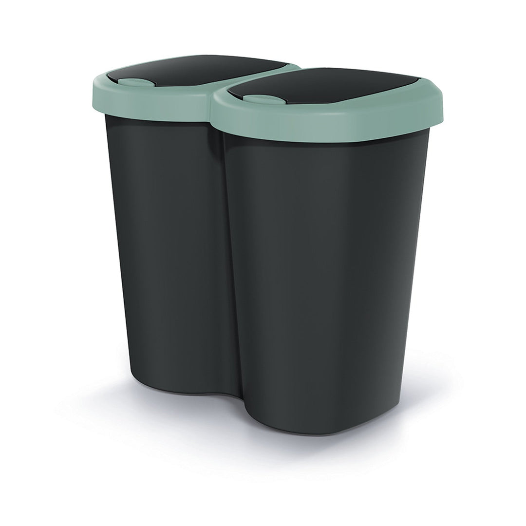 Kanta za smeće Compacta B Duo, zelena/crna, zapremina 40 l, jedan odjeljak, dva poklopca, zidna montaža, NDBS40-5575C_S411