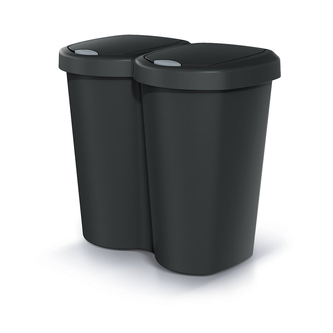 Kanta za otpad Compacta B Duo, crna, zapremina 40 l, jedan pretinac, dva poklopca, zidna montaža, NDBS40-S411