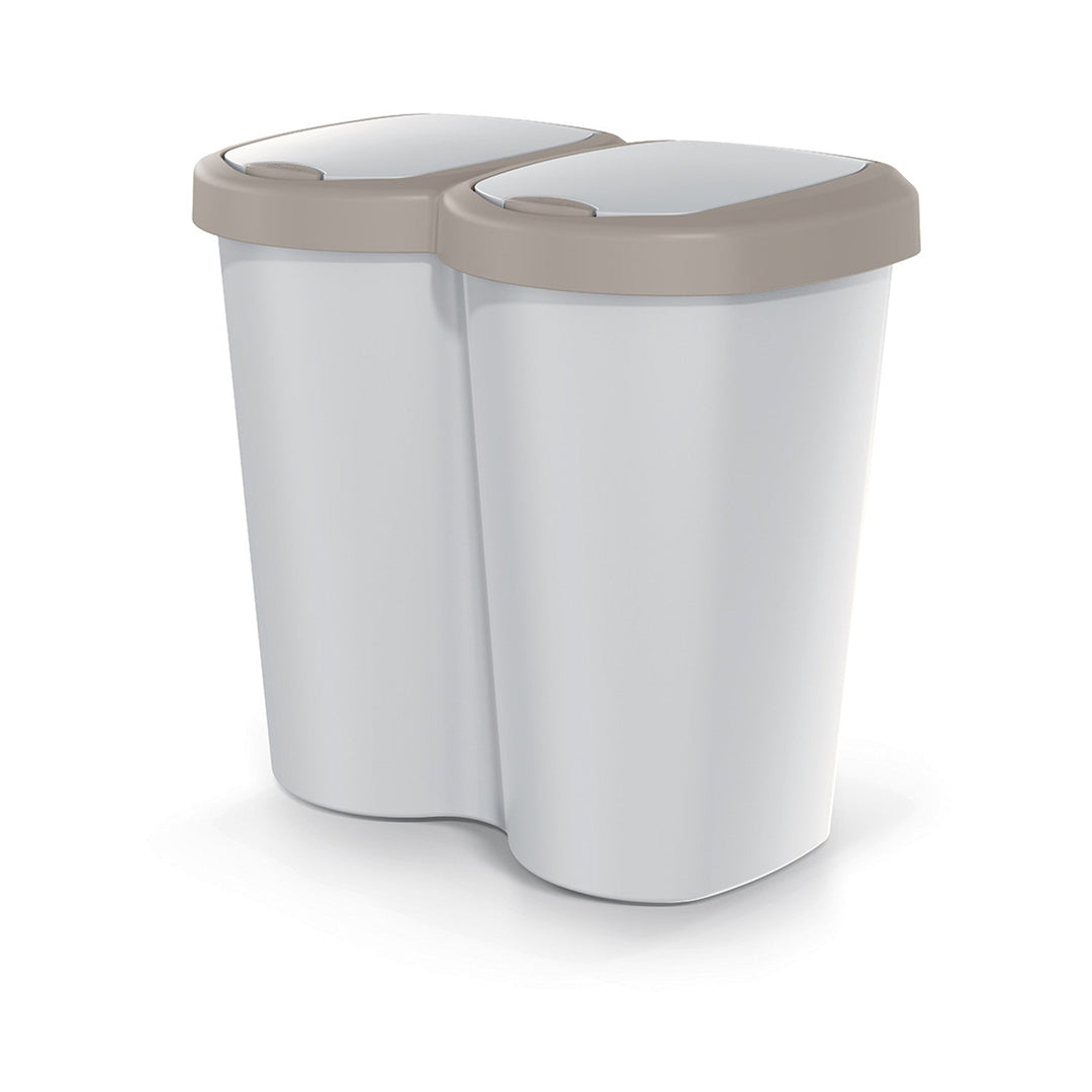 Kanta za smeće Compacta B Duo, brončano/siva, zapremina 40 l, jedan odjeljak, dva poklopca, zidna montaža, NDBS40-WG5C_427C