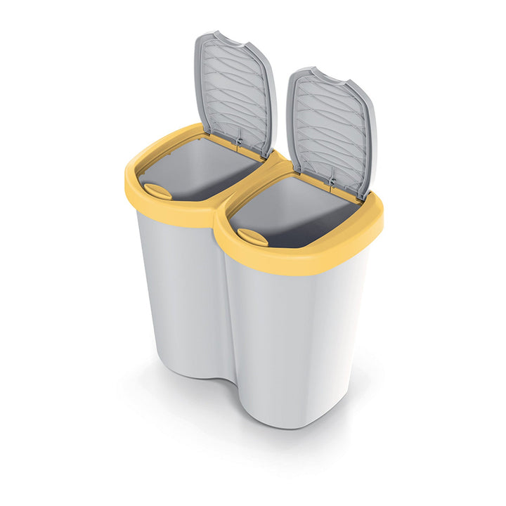 Kanta za otpad Compacta B Duo, žuta/siva, zapremina 40 l, jedan odjeljak, dva poklopca, zidna montaža, NDBS40-1215C_427C