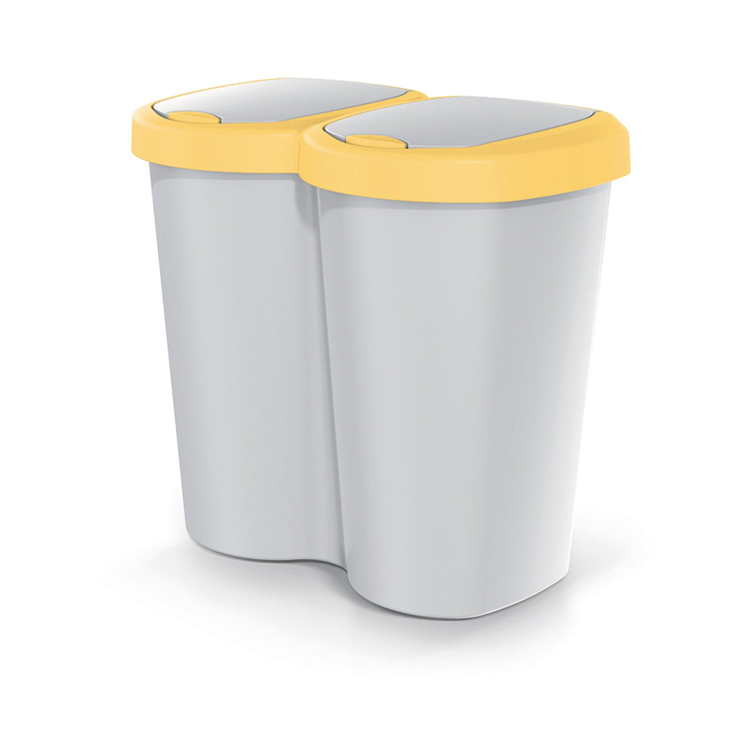 Kanta za otpad Compacta B Duo, žuta/siva, zapremina 40 l, jedan odjeljak, dva poklopca, zidna montaža, NDBS40-1215C_427C