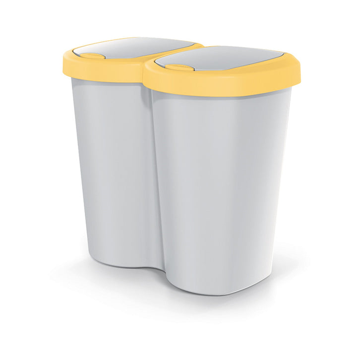 Kanta za otpad Compacta B Duo, žuta/siva, zapremina 40 l, jedan odjeljak, dva poklopca, zidna montaža, NDBS40-1215C_427C