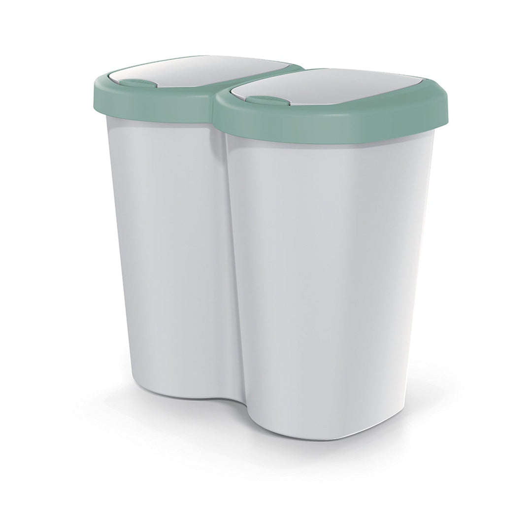 Kanta za otpatke Compacta B Duo, zelena/siva, zapremina 40 l, jedan odjeljak, dva poklopca, zidna montaža, NDBS40-5575C_427C