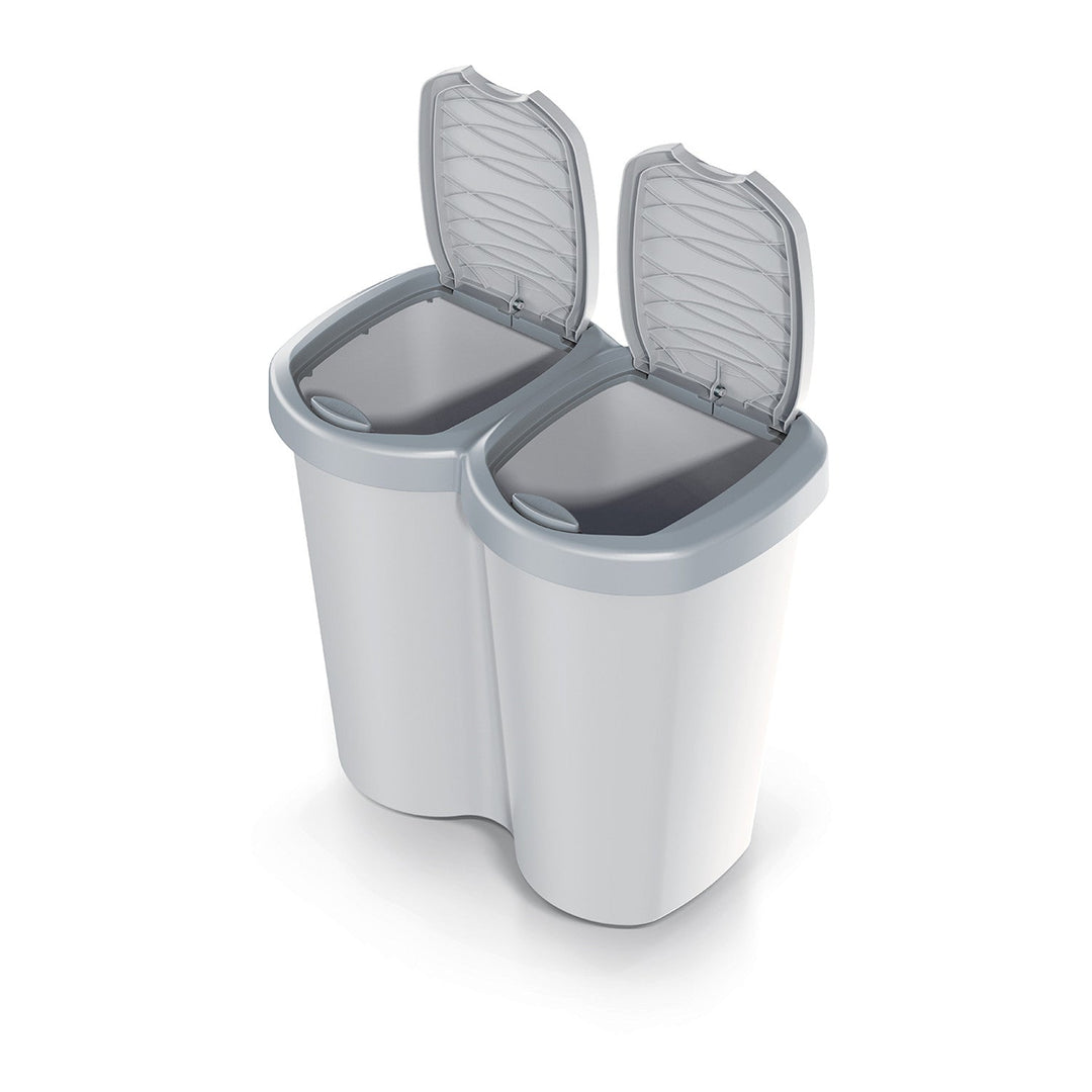 Kanta za smeće Compacta B Duo, siva/pepeljasto siva, zapremina 40 l, jedan odjeljak, dva poklopca, zidna montaža, NDBS40-429U_427C