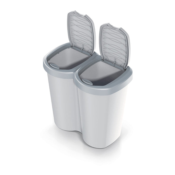 Kanta za smeće Compacta B Duo, siva/pepeljasto siva, zapremina 40 l, jedan odjeljak, dva poklopca, zidna montaža, NDBS40-429U_427C