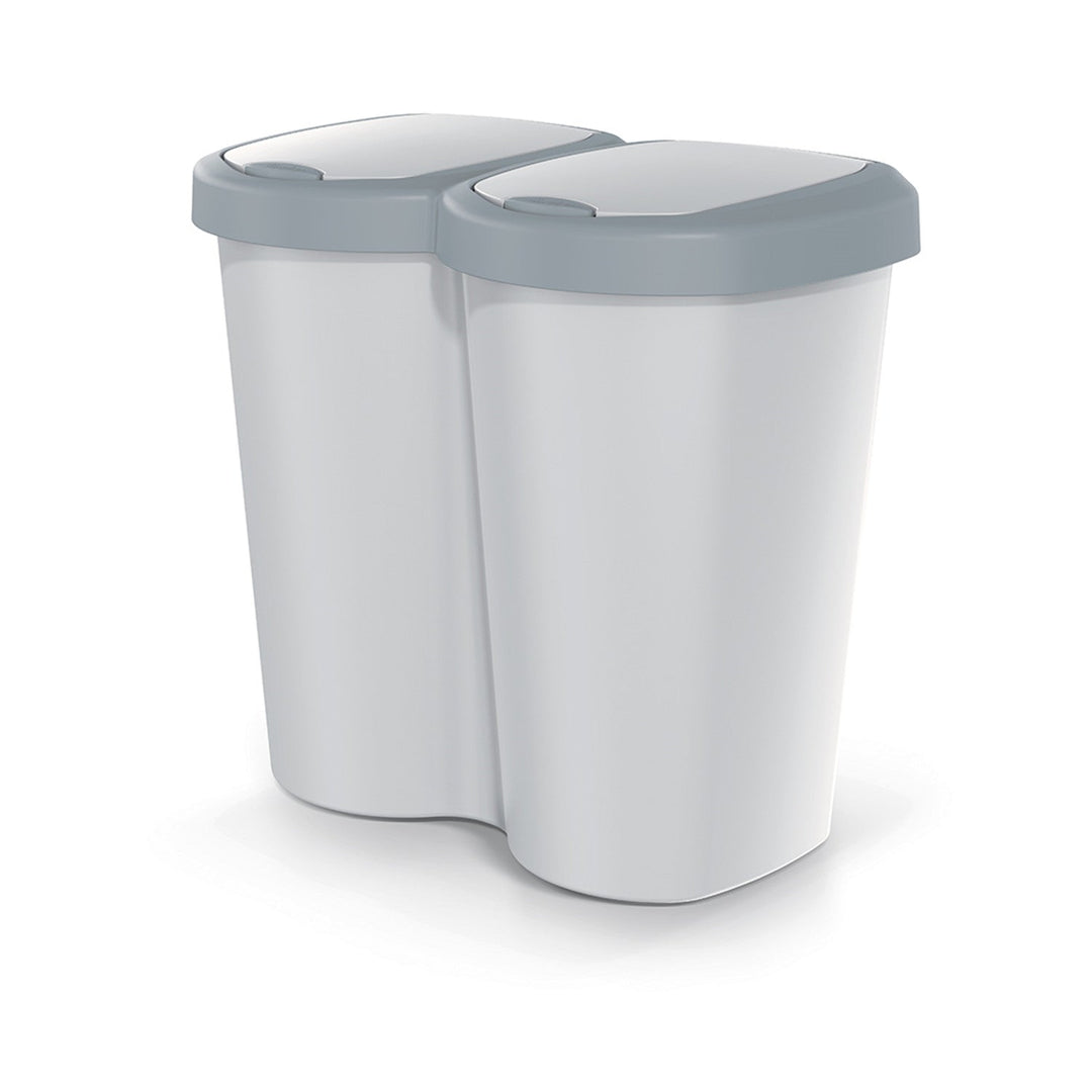 Kanta za smeće Compacta B Duo, siva/pepeljasto siva, zapremina 40 l, jedan odjeljak, dva poklopca, zidna montaža, NDBS40-429U_427C