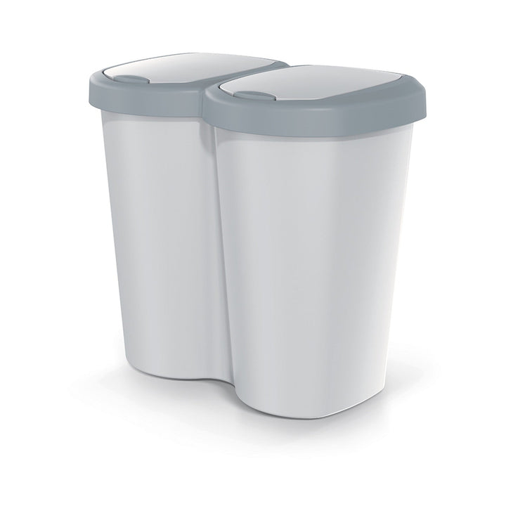 Kanta za smeće Compacta B Duo, siva/pepeljasto siva, zapremina 40 l, jedan odjeljak, dva poklopca, zidna montaža, NDBS40-429U_427C