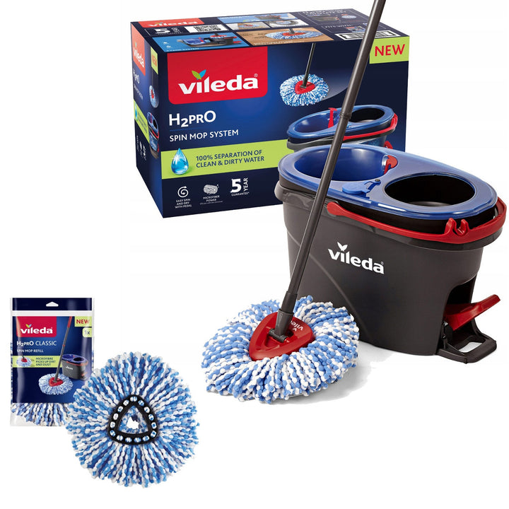 Vileda spin mop, dva spremnika, sustav centrifuge, sklopiva ručka, jednostavno čišćenje kutova, turbo H2prO + dodatni punjač