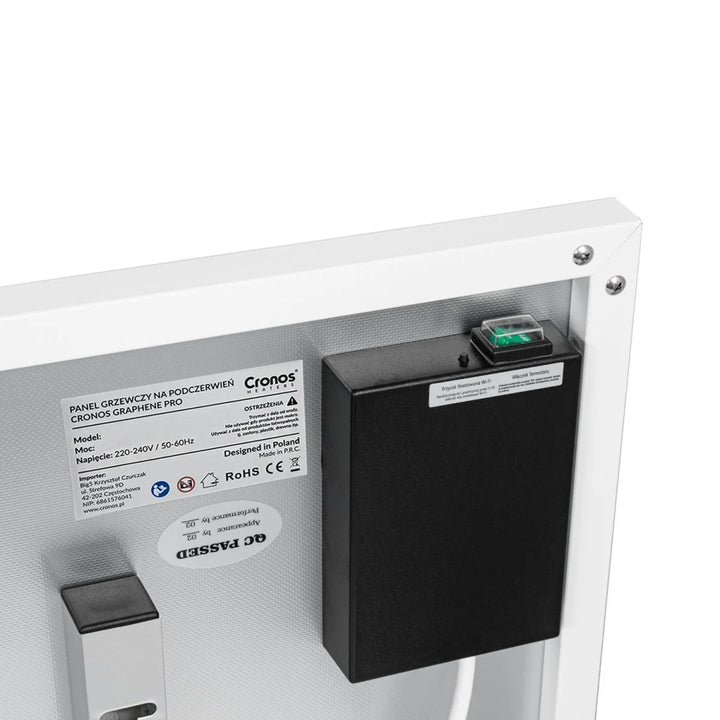 Cronos infracrveni grijač, 700 W, daljinski upravljač, mat površina, ultratank, ekonomično grijanje, Graphene PRO CGP-700TWP