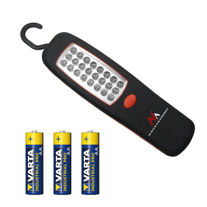 Maclean 24 LED radna lampa, magnet, kuka, 3xAA, MCE03 + 3x Varta Industrial LR6/AA R-06 baterije