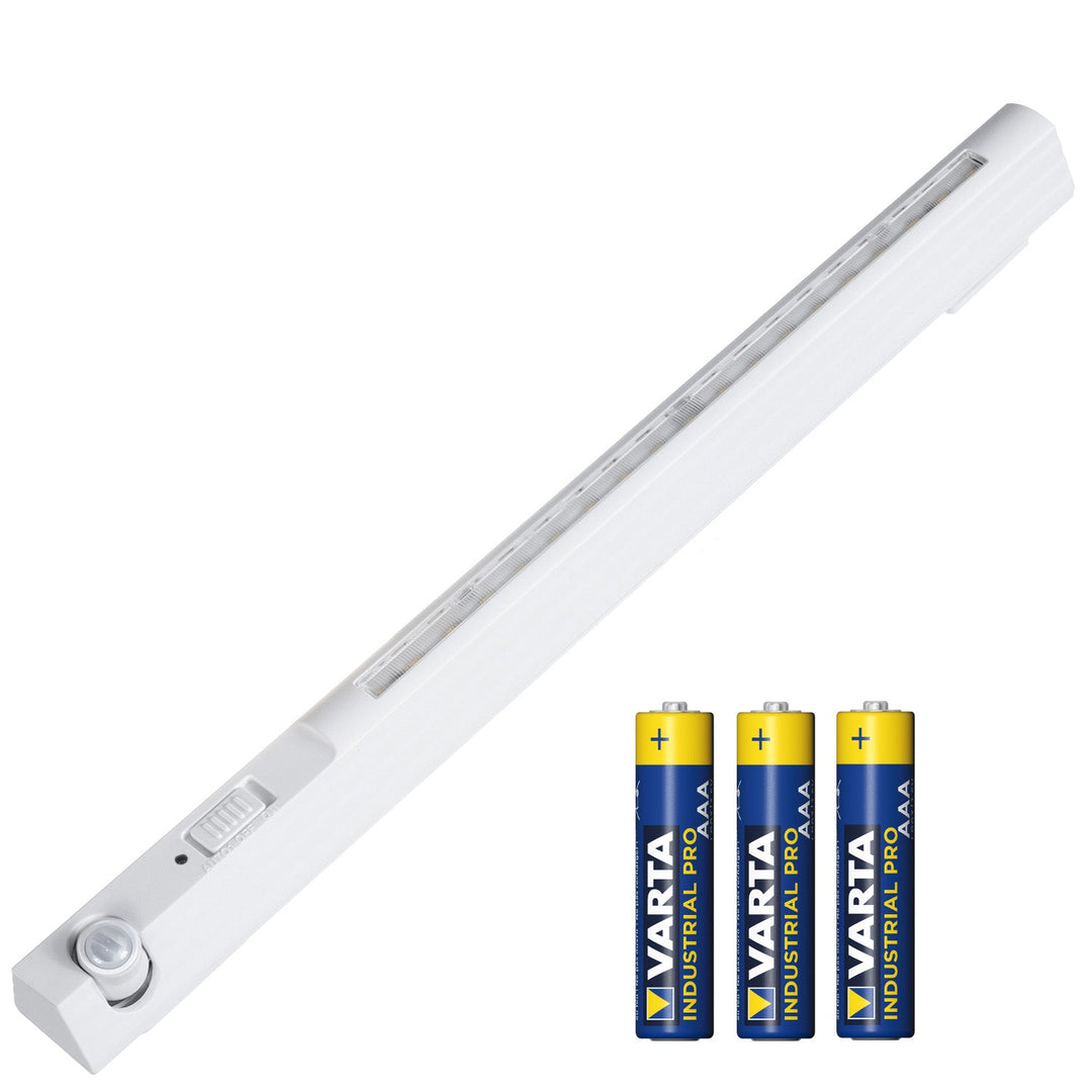 Maclean LED lampa, s pokretnim senzorom pokreta, kukom, ON/OFF/AUTO, temp. 4000 K, domet 3 m, MCE235 + 3x Varta Industrial AAA alkalne baterije