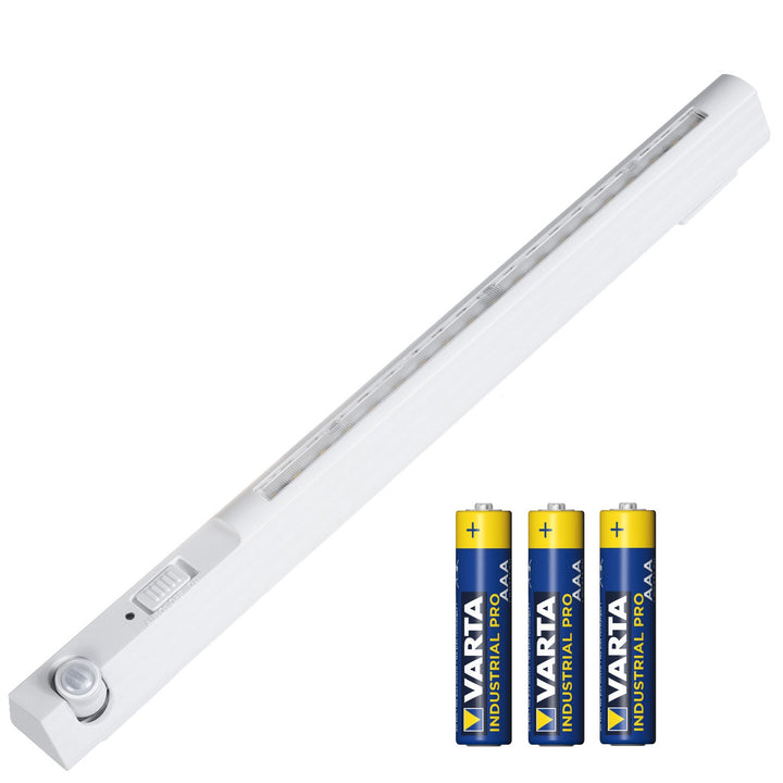 Maclean LED lampa, s pokretnim senzorom pokreta, kukom, ON/OFF/AUTO, temp. 4000 K, domet 3 m, MCE235 + 3x Varta Industrial AAA alkalne baterije