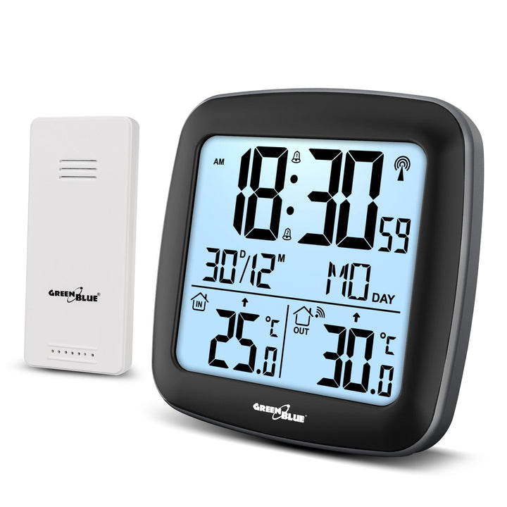 GreenBlue bežična vremenska stanica, s DCF sustavom, kalendar, alarm, GB542 + 4x Varta Industrial AAA alkalne baterije