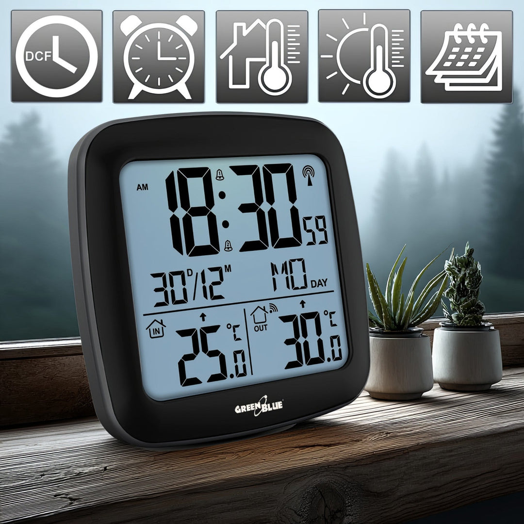 GreenBlue bežična vremenska stanica, s DCF sustavom, kalendar, alarm, GB542 + 4x Varta Industrial AAA alkalne baterije