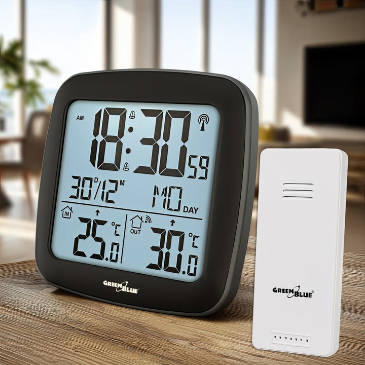 GreenBlue bežična vremenska stanica, s DCF sustavom, kalendar, alarm, GB542 + 4x Varta Industrial AAA alkalne baterije
