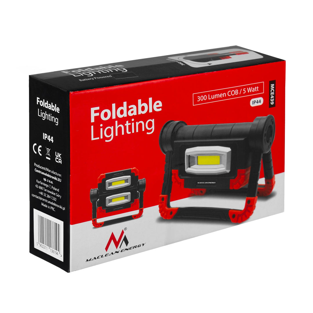 Maclean COB LED radna lampa, 300 lm, 3 načina osvjetljenja, temperatura boje 6500 K, MCE439 + 4x Varta Industrial AA baterije