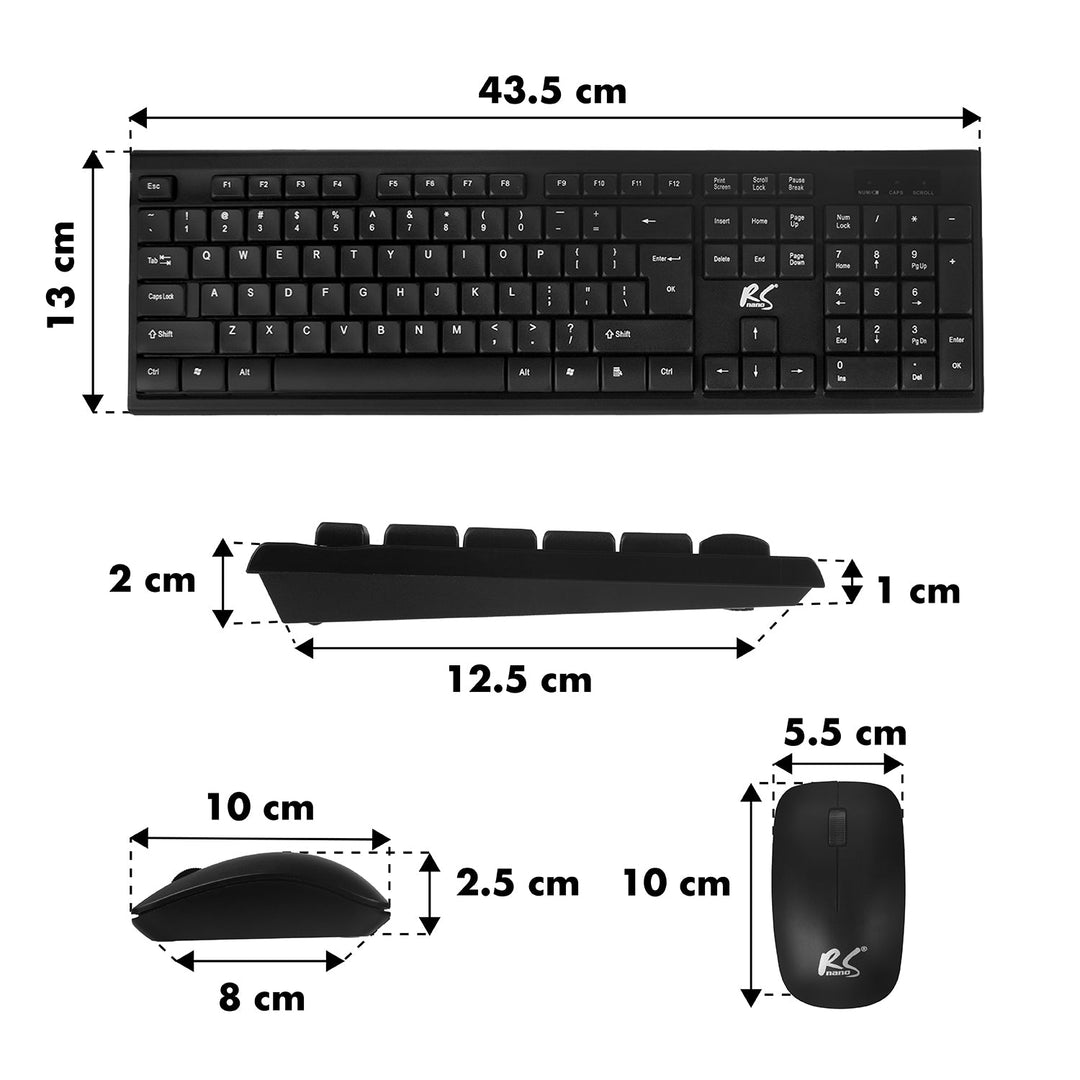 COMBO NanoRS bežična tipkovnica + miš, RS580 + 2x Varta Industrial AAA alkalne baterije