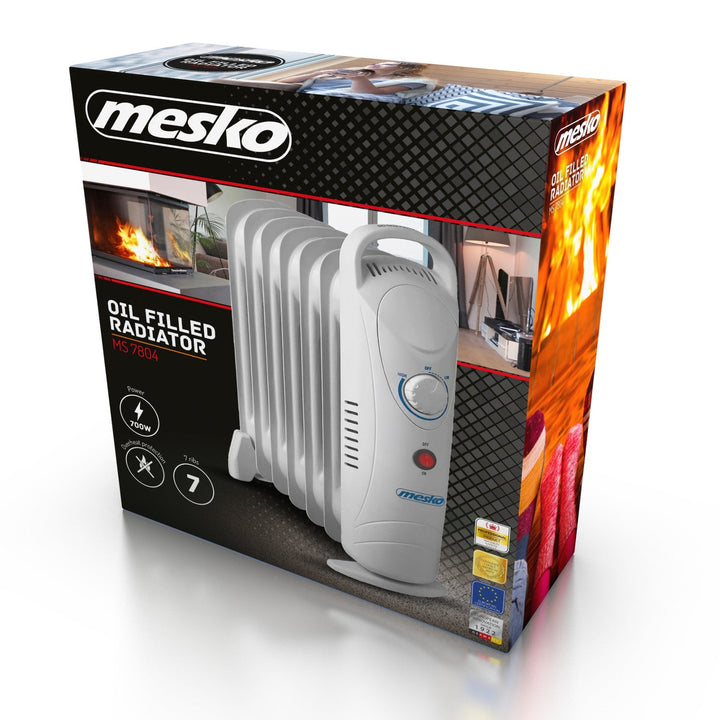 Mesko uljem napunjeni radijator, 7 rebra, 800 W, kontrola temperature, sivi, MS 7804