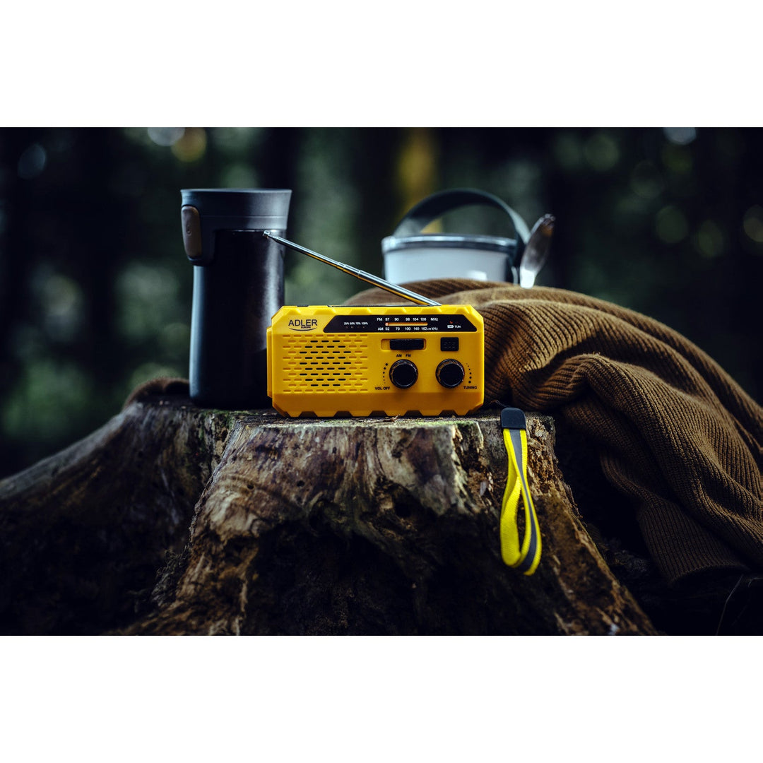 Adler solarni radio, baterija 1200 mAh, baterijska svjetiljka, ručna kurbla, AD 1197