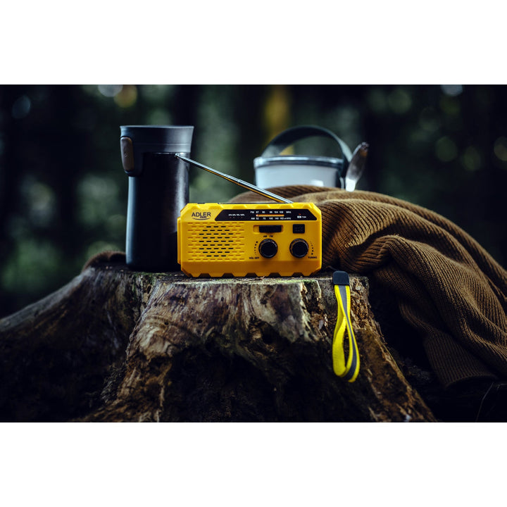 Adler solarni radio, baterija 1200 mAh, baterijska svjetiljka, ručna kurbla, AD 1197