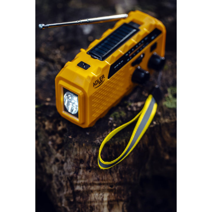 Adler solarni radio, baterija 1200 mAh, baterijska svjetiljka, ručna kurbla, AD 1197