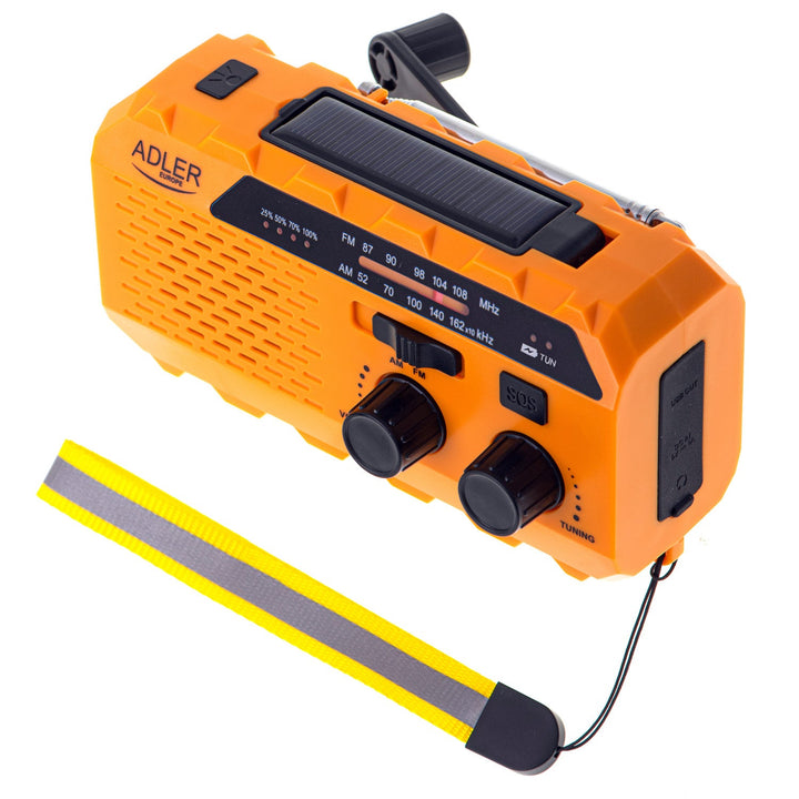 Adler solarni radio, baterija 1200 mAh, baterijska svjetiljka, ručna kurbla, AD 1197