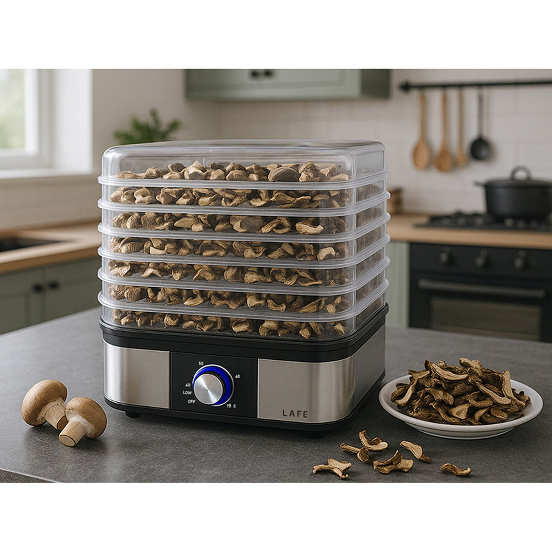 Sušilica Lafe, za gljive, voće, povrće, 250 W, 5 rešetki, kontrola temperature, NutriDry
