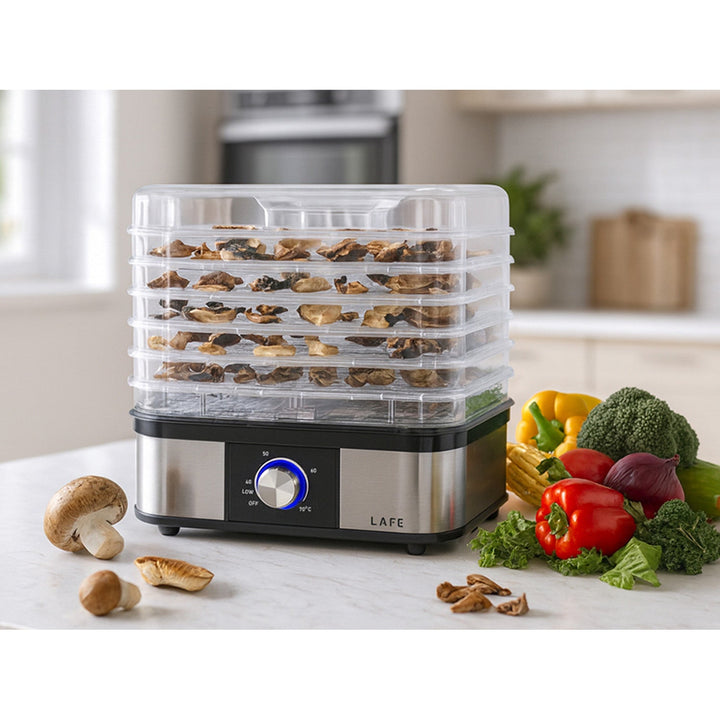 Sušilica Lafe, za gljive, voće, povrće, 250 W, 5 rešetki, kontrola temperature, NutriDry
