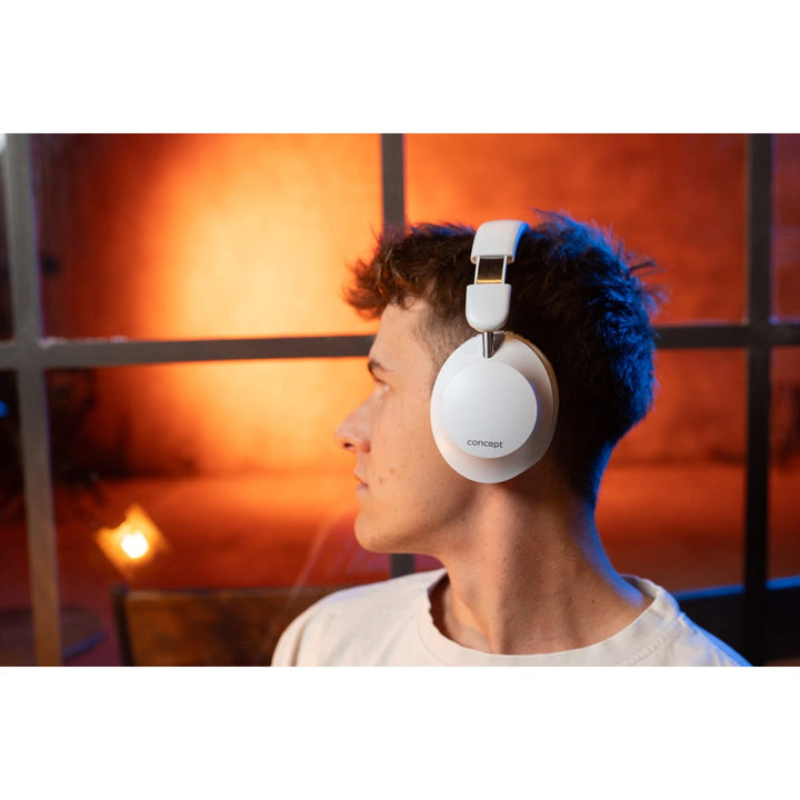Concept SoundJoy bežične slušalice preko ušiju, do 45 sati reprodukcije, Bluetooth 6.0, brzo punjenje, aktivno poništavanje buke do 18 dB, bijele, HS4081