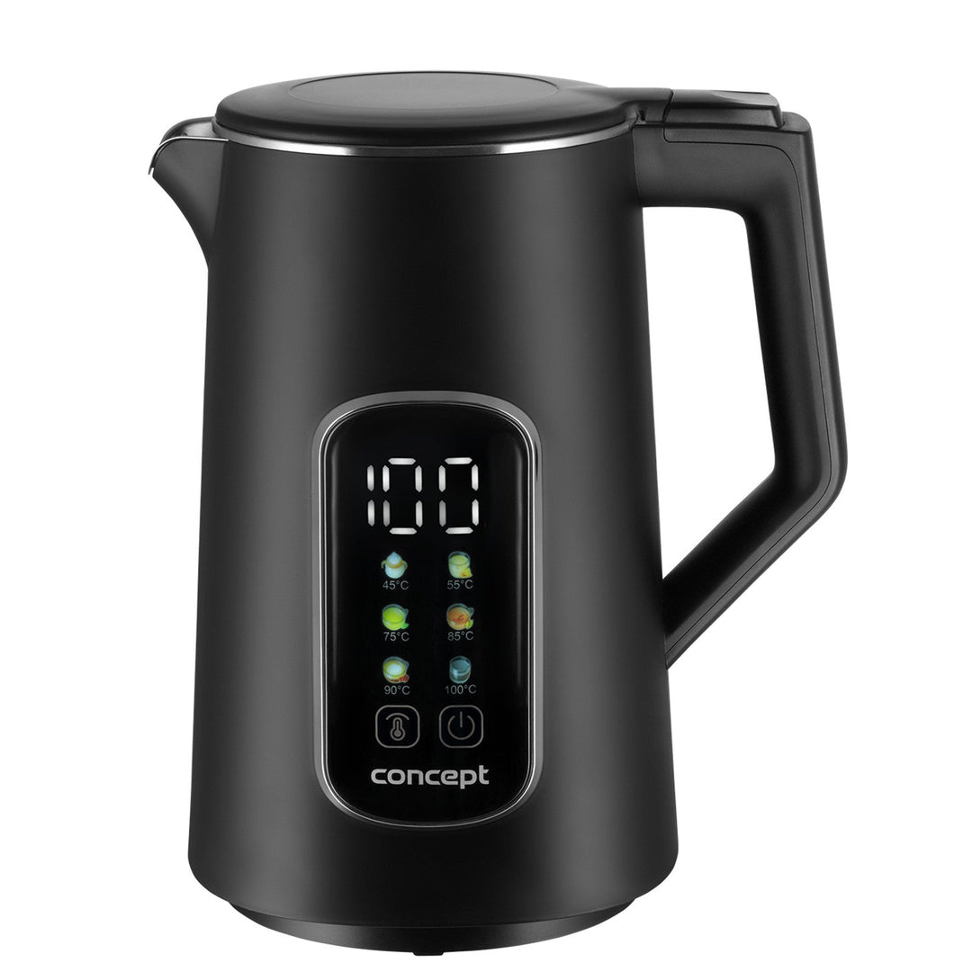 Konceptni električni čajnik, 1,7 l, kontrola temperature, LED zaslon, površina hladnog dodira, indikator razine vode, RK3385