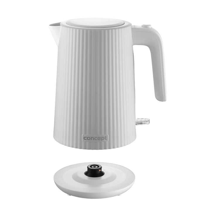 Koncept plastični električni kuhalo za vodu, 1,7 l, rebrasti dizajn, trostruki sigurnosni sustav, filter za kamenac, pokazatelj razine vode, bijela, RK2390