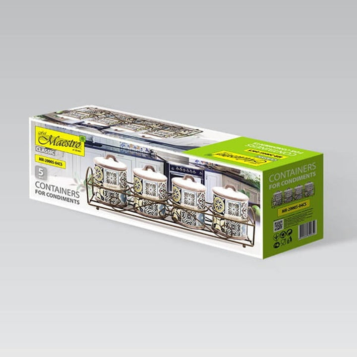 Set keramičkih posuda Holiday u Porto Maestro, 5 komada, zapremina 200 ml, idealno za začine, s metalnom stalkom, MR-20005-04CS